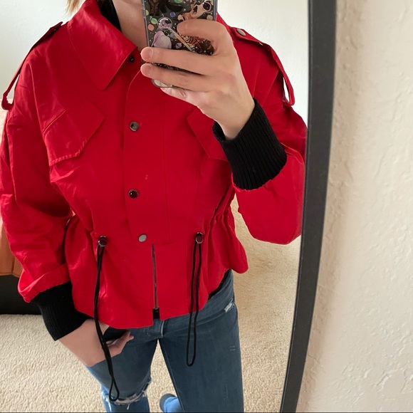 Laundry by Sheli Segal red windbreaker style jacket medium - Picture 4 of 6